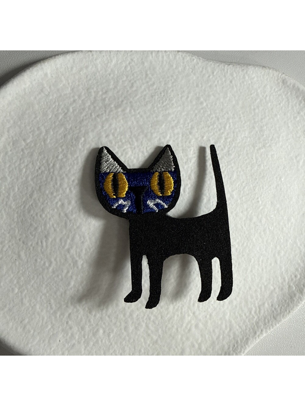 Black Cat BROOCH PIN EMBROIDERED 2”